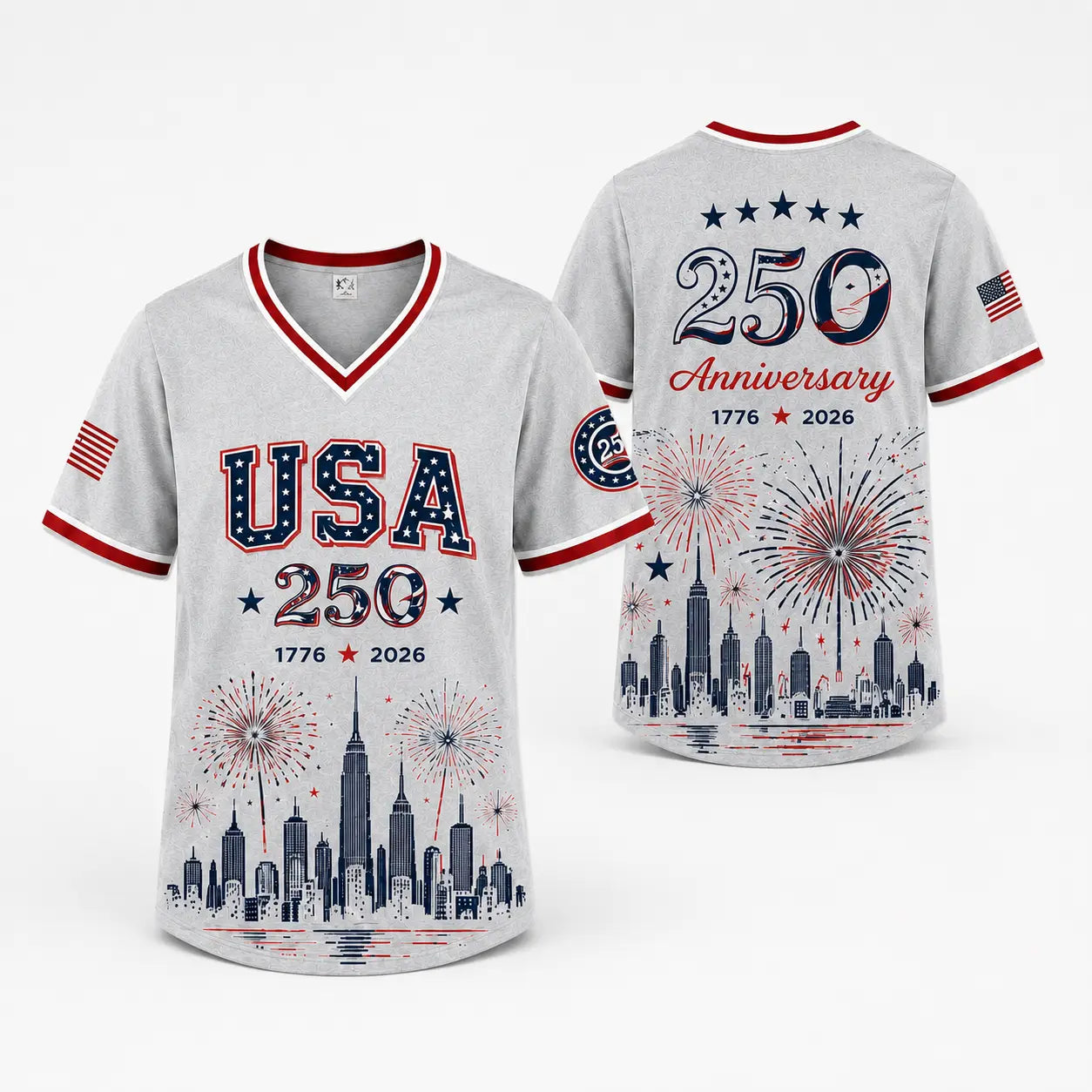 Men's & Women's USA 250th Anniversary Baseball Jersey - 1776-2026 Patriotic 250th Anniversary Shirt, Liberty Statue, American Flag, Freedom Pride, 4th of July Red White Blue Sports Tee, Professional Sports Clothing