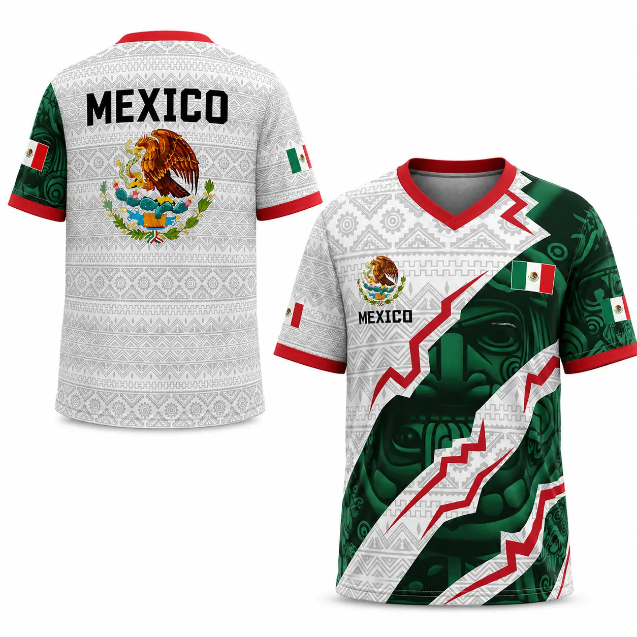 2026 New Mexican Soccer Jersey , Men's Mexico Aztec Calendar Style Jerseys, Soccer Lover Gift, 2026 V-Neck Football Jersey for Player and Fans,summerwins