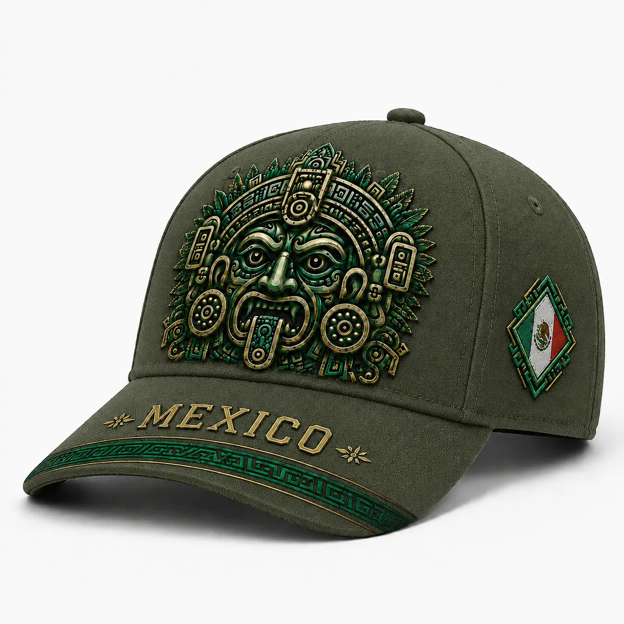Mexico Baseball Cap Men Women Black Green Aztec Mask Graphic Hat Mexican Flag Patch Embroidered Adjustable Cap Mexico Pride Snapback Style Outdoor Sun Hat Soccer Fan Gift Casual Sports Streetwear Accessories