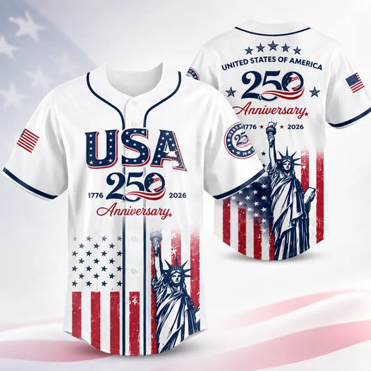 USA 250th Anniversary Baseball Jersey 1776–2026 Patriotic Independence Day 4th of July Liberty Statue Print Men Women American Flag Sports Tee Vintage Soft Cotton Oversized Relaxed Fit USA Pride Celebration Shirt,summerwins,father'sdaygifts