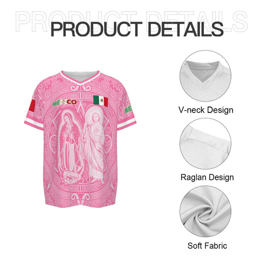 Men's Light Pink Virgencita & San Juditas Mexico 2026 Soccer Jersey, Mens Clothing, 2026 Soccer Fan Shirt, Casual Mexican Culture Sports Jersey, Mexico 2026 Jersey,summerwins