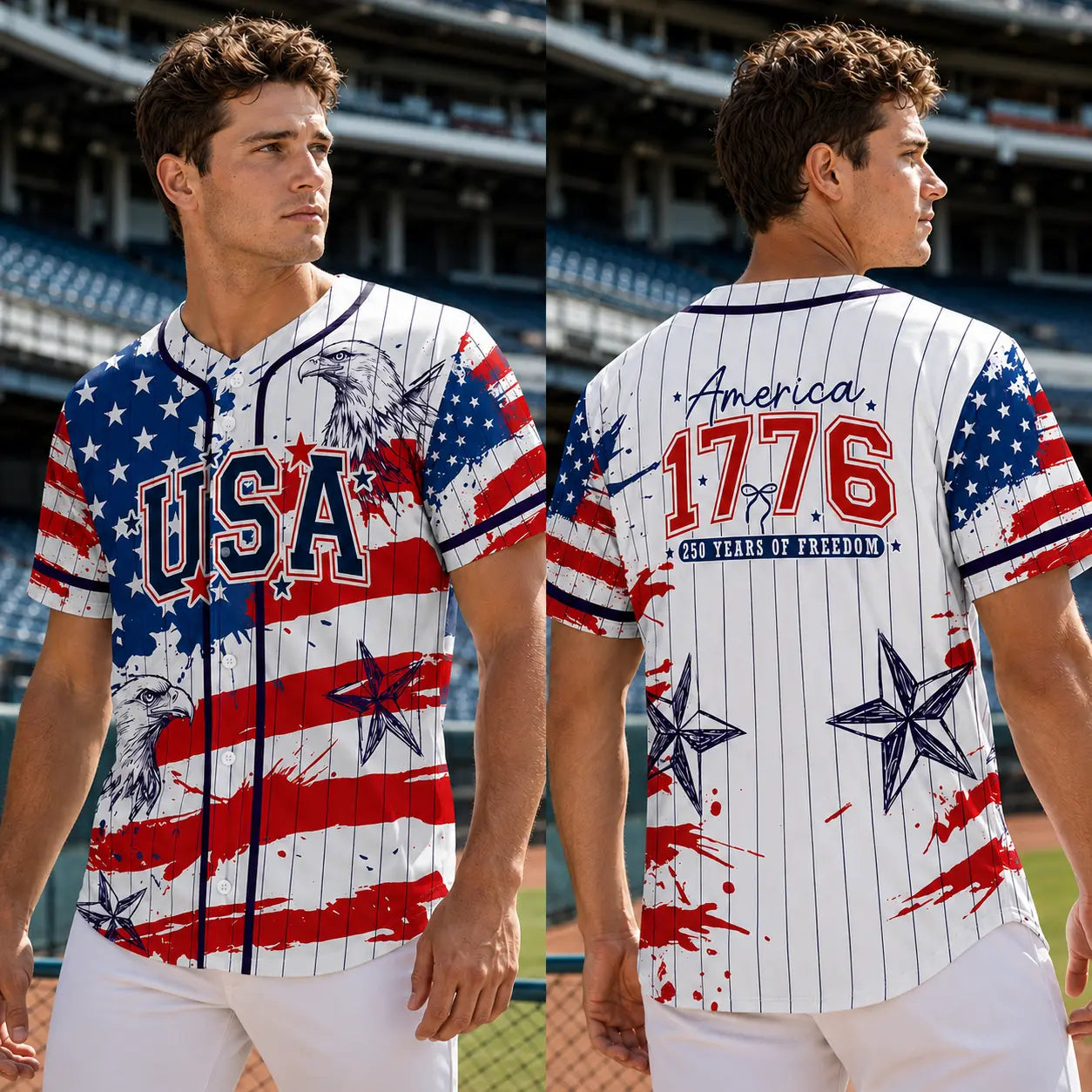 Men's Unisex 250th Anniversary Shirt, 1776-2026 Semiquincentennial Baseball Jersey, Patriotic Statue of Liberty Print, Fourth of July Shirt, Independence Day Outfit,summerwins,father'sdaygifts