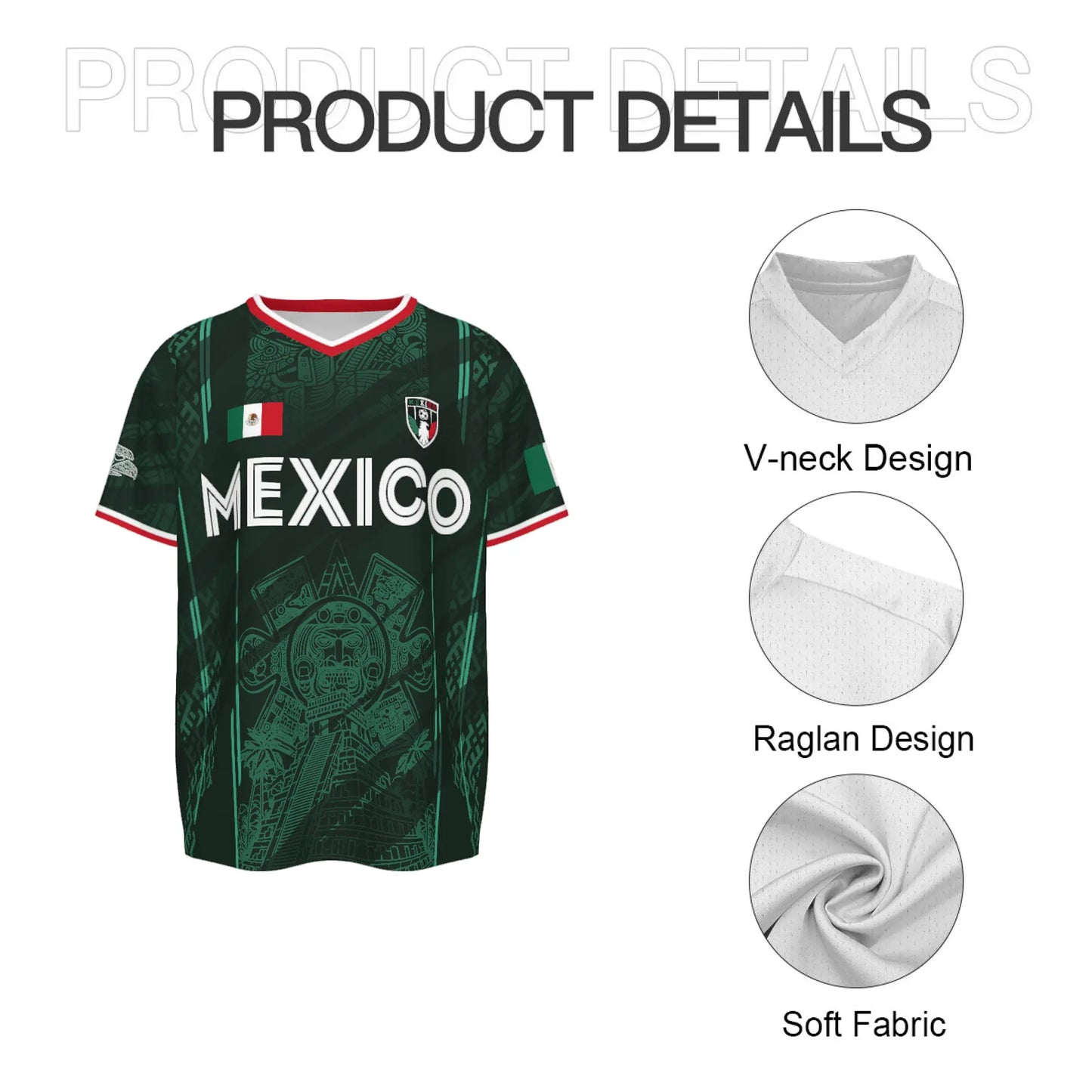 2026 Mexico Soccer Jersey,  Chichén Itzá Pyramid Graphic Retro Soccer Jersey, All over Print, Casual Style for All Seasons, Classic Throwback Jersey Sportswear Top,summerwins