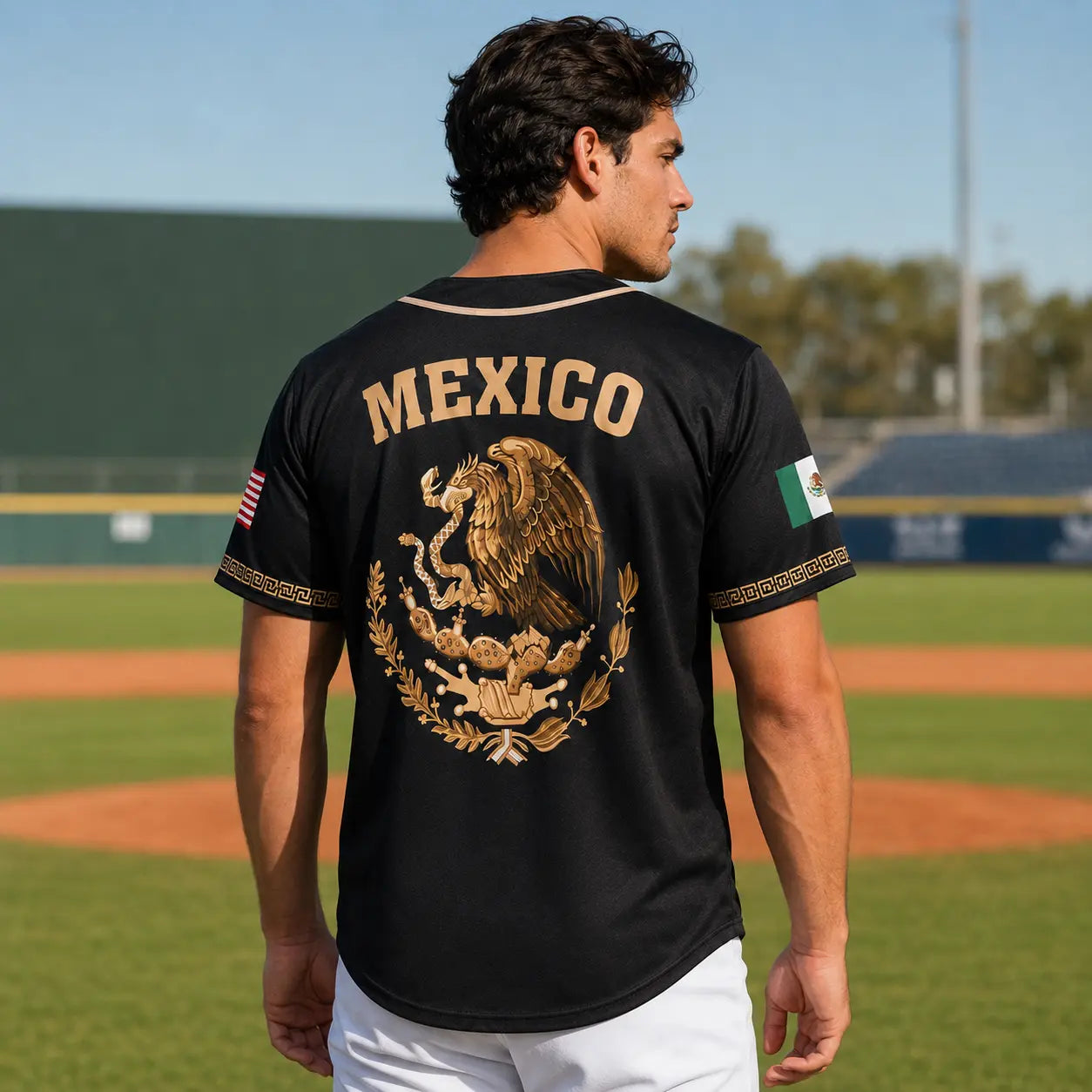 Mexico Jersey - Vintage Mexican Style Breathable Athletic Top, Green White Red Button-Up Casual Sports Jersey, Men's Summer Throwback Sportswear Gift,summerwins