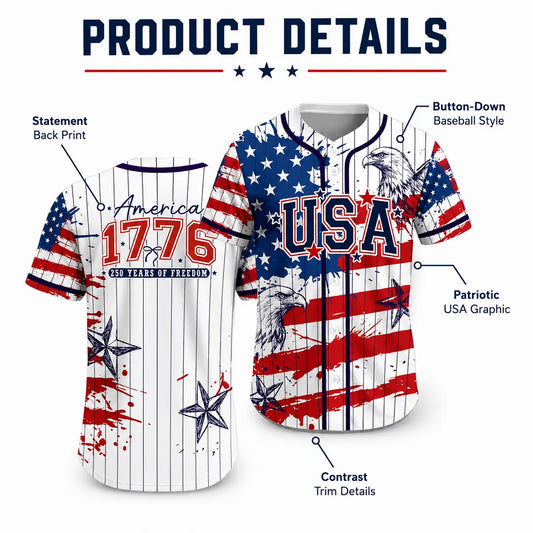 Men's Unisex 250th Anniversary Shirt, 1776-2026 Semiquincentennial Baseball Jersey, Patriotic Statue of Liberty Print, Fourth of July Shirt, Independence Day Outfit,summerwins,father'sdaygifts