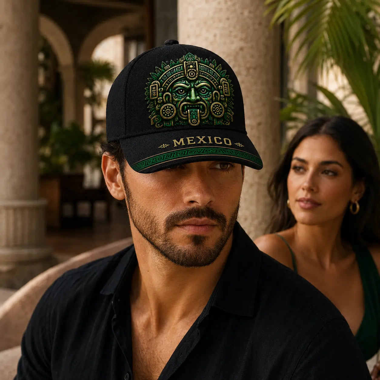 Mexico Baseball Cap Men Women Black Green Aztec Mask Graphic Hat Mexican Flag Patch Embroidered Adjustable Cap Mexico Pride Snapback Style Outdoor Sun Hat Soccer Fan Gift Casual Sports Streetwear Accessories
