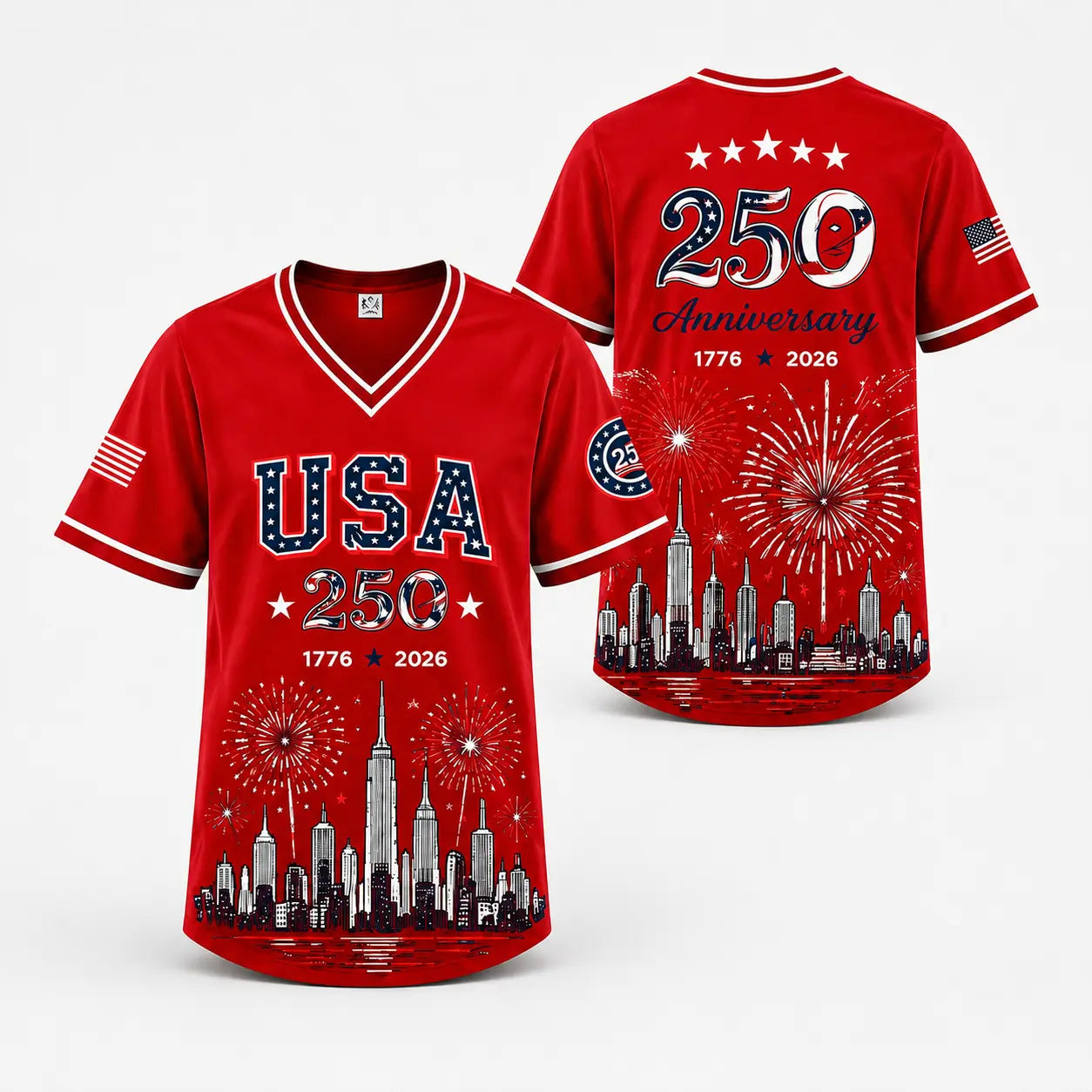 Men's & Women's USA 250th Anniversary Baseball Jersey - 1776-2026 Patriotic 250th Anniversary Shirt, Liberty Statue, American Flag, Freedom Pride, 4th of July Red White Blue Sports Tee, Professional Sports Clothing