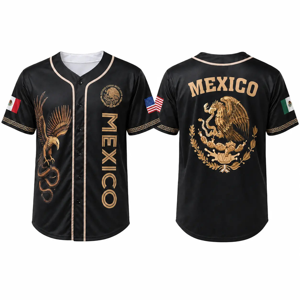 Mexico Jersey - Vintage Mexican Style Breathable Athletic Top, Green White Red Button-Up Casual Sports Jersey, Men's Summer Throwback Sportswear Gift,summerwins